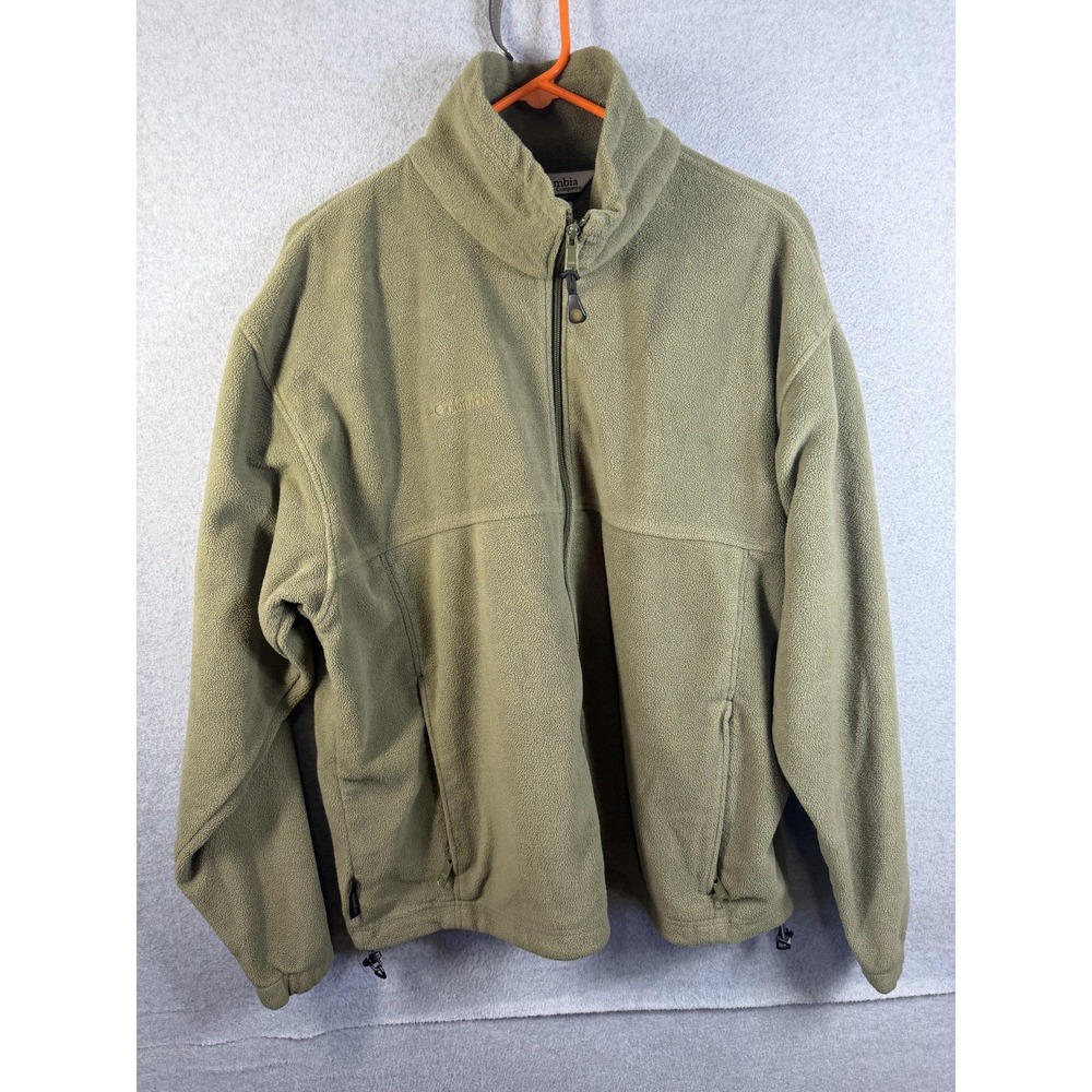 Columbia Jacket Mens XL Green Full Zip Fleece Outdoor Hiking Warm Pockets XM6184
